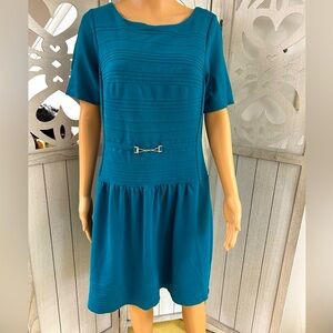 WHBM White House Black Market Teal Drop Waist Dress Size 12